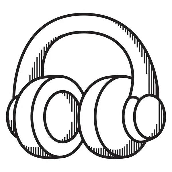 Hudební zvukové zařízení. Bezdrátové sluchátka obrys ikony. Hudební koncept. — Stockový vektor