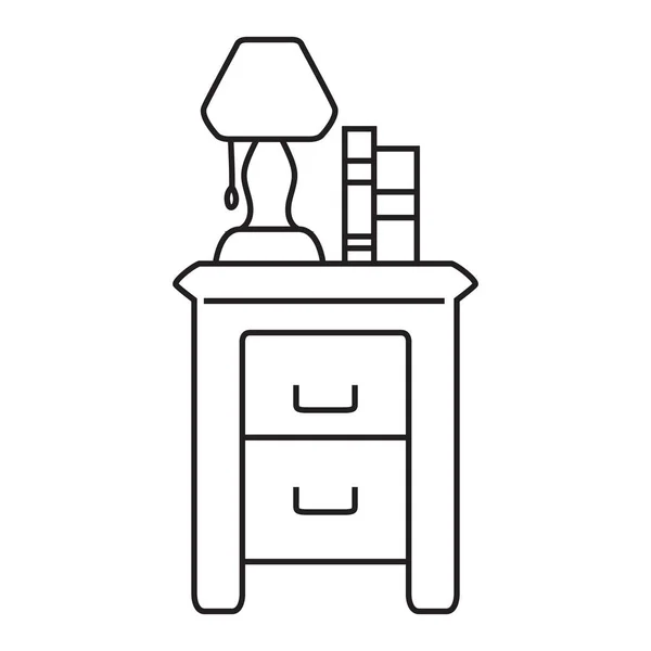 Nightstand outline icon.Thin line black bedside table with lamp.Decoration furniture, household.Chest of drawers. — Stock Vector