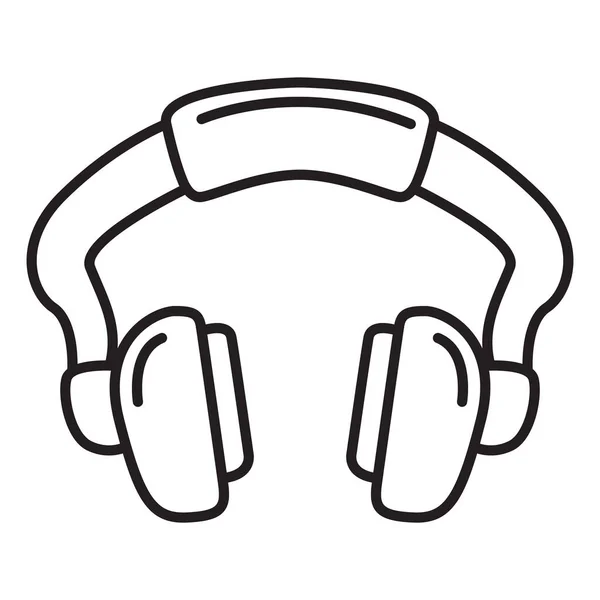 Ikona obrysu bezdrátového sluchátka. Hudební zvukové zařízení tenká čára. — Stockový vektor