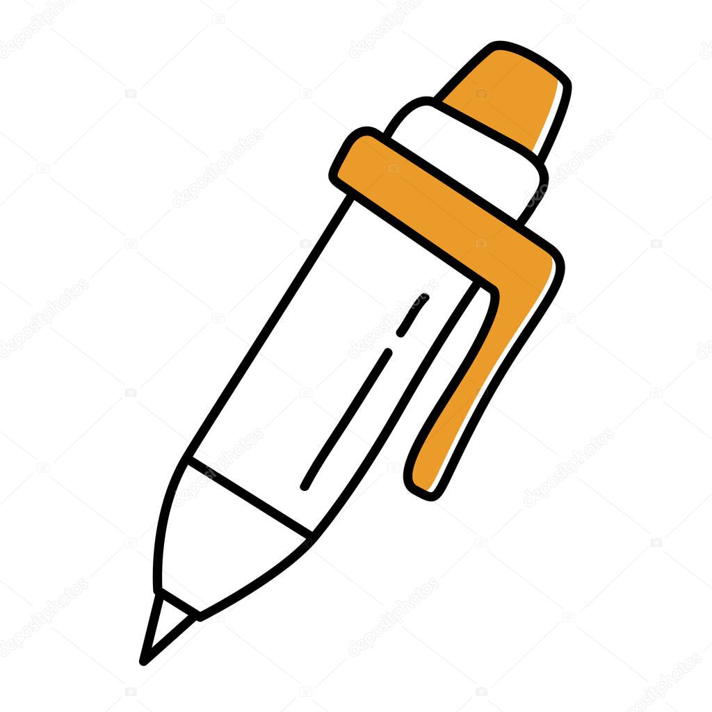 Ballpoint pen writing tool. Sketch doodles hand drawn.