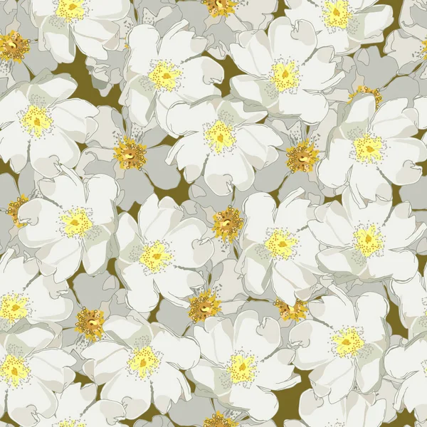 Seamless Pattern White Flowers Use Textile Digital Paper Notebook Covers — ストックベクタ