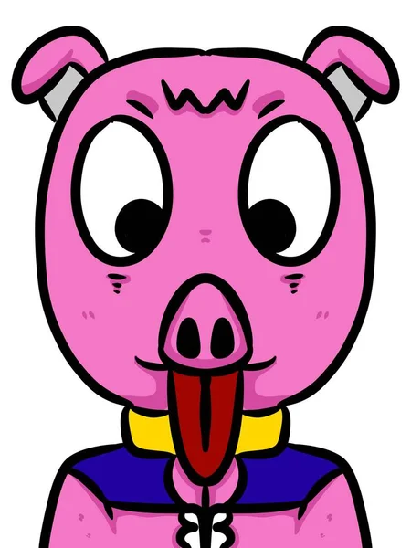 Cute Pig Cartoon White Background — Stock Photo, Image