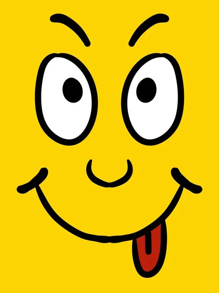 Bonito Amarelo Rosto Desenho Animado Fundo — Fotografia de Stock