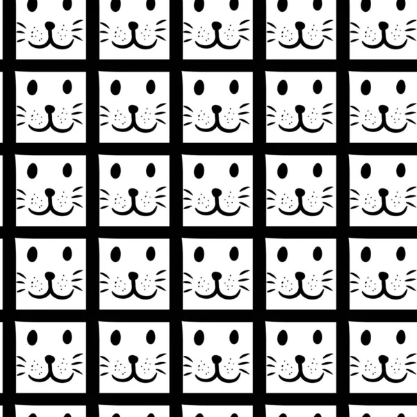 猫の顔の漫画のシームレスなパターン — ストック写真
