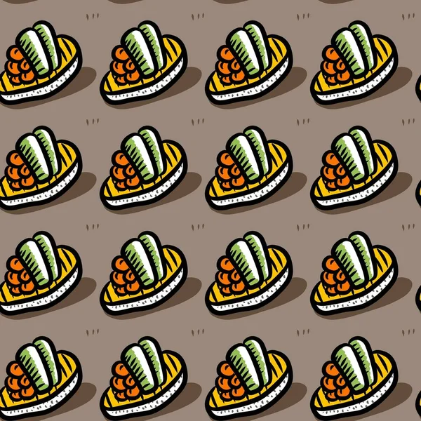 seamless pattern of sushi cartoon