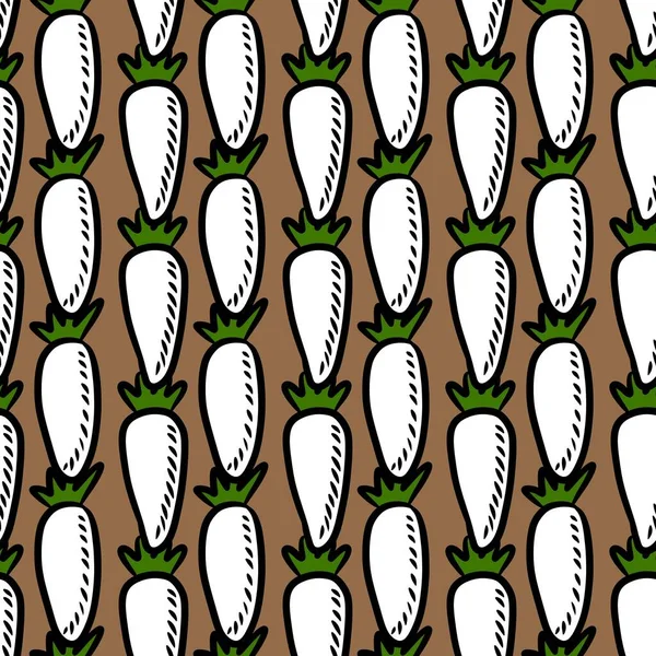 Nahtlose Muster Der Niedlichen Weißen Karotte Cartoon — Stockfoto