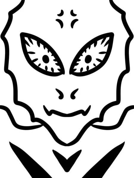 Preto Branco Desenhos Animados Monstro — Fotografia de Stock