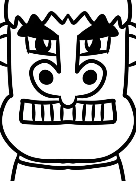 Svart Och Vitt Monster Ansikte Tecknad — Stockfoto