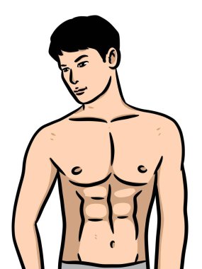 Beyaz arka planda sevimli bir adam çizgi filmi