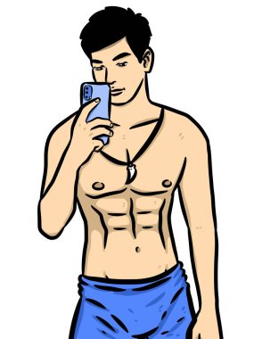 Beyaz arka planda sevimli bir adam çizgi filmi