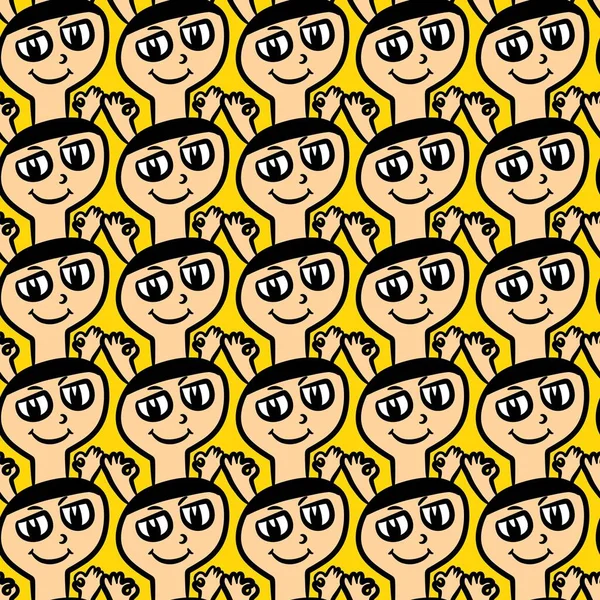 Seamless Pattern Cute Man Cartoon — Stock Photo, Image