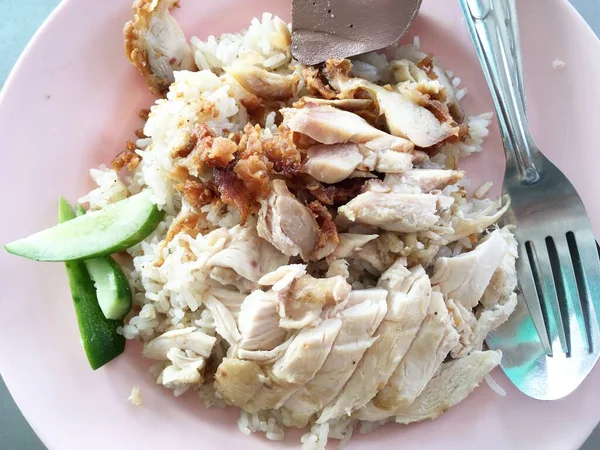 Ryż Parze Jedzeniem Kurczaka — Zdjęcie stockowe