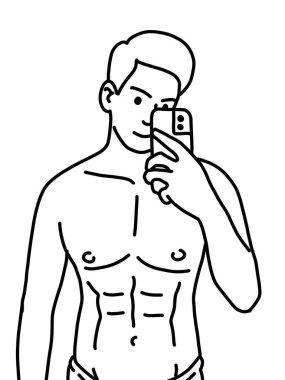 Siyah ve beyaz renkli yakışıklı adam çizgi filmi.