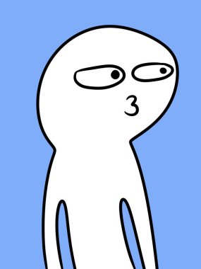 Mavi arkaplanda şirin bir çizgi film