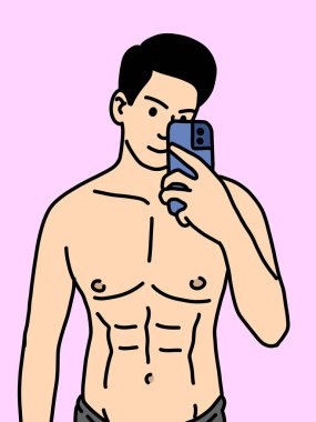 Pembe arka planda sevimli bir adam çizgi filmi.