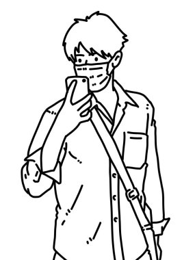 Siyah ve beyaz renkli yakışıklı adam çizgi filmi.