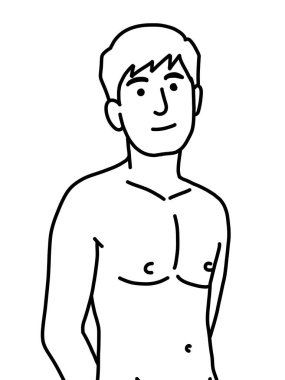 Siyah ve beyaz renkli yakışıklı adam çizgi filmi.