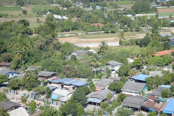 Tayland Kanchanaburi Bölgesindeki Köy Nehir Dağın Manzarasını Görmek Için Dağdaki — Stok fotoğraf