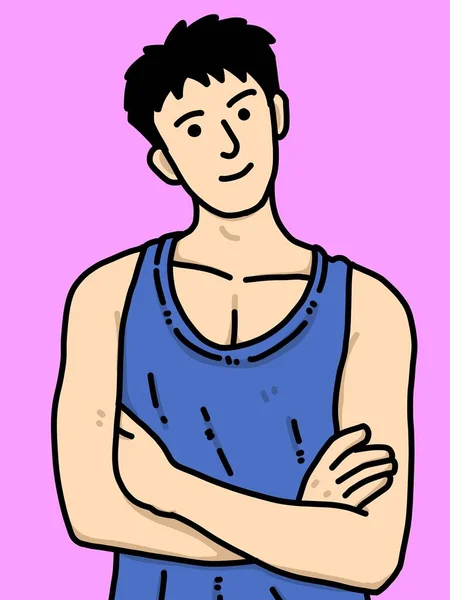 紫を背景にした可愛い男漫画 — ストック写真
