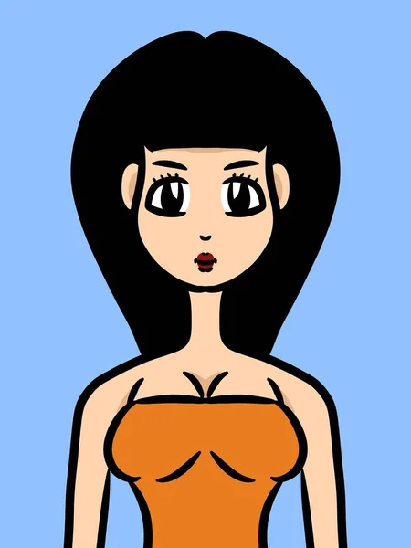 可愛い女漫画青の背景 — ストック写真