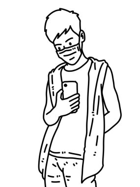 Siyah ve beyaz renkli yakışıklı adam çizgi filmi.