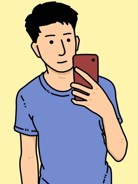 黄色の背景のかわいい男漫画 — ストック写真