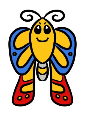 Beyaz arka plan üzerinde şirin kelebek çizgi film