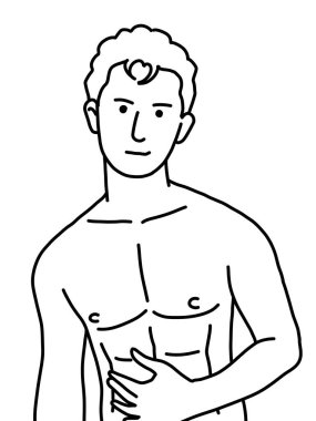 Siyah ve beyaz renkli yakışıklı adam çizgi filmi.