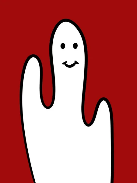Cute Ghost Cartoon Red Background — Stockfoto