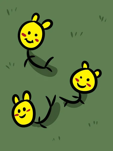 Cute Cartoon Green Background — 图库照片