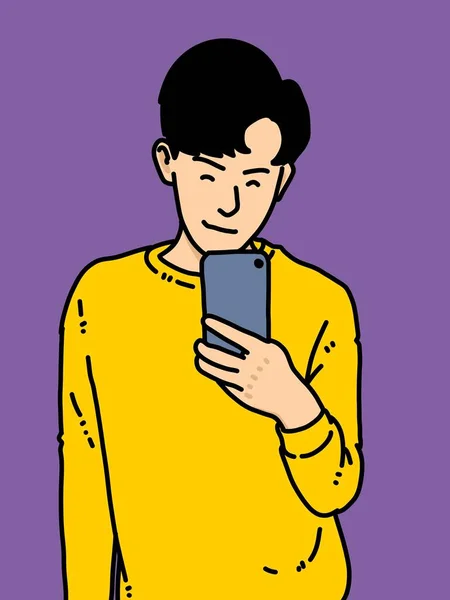 Cute Man Cartoon Purple Background — Stock Photo, Image