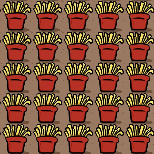 Padrão Sem Costura Batatas Fritas Desenhos Animados — Fotografia de Stock
