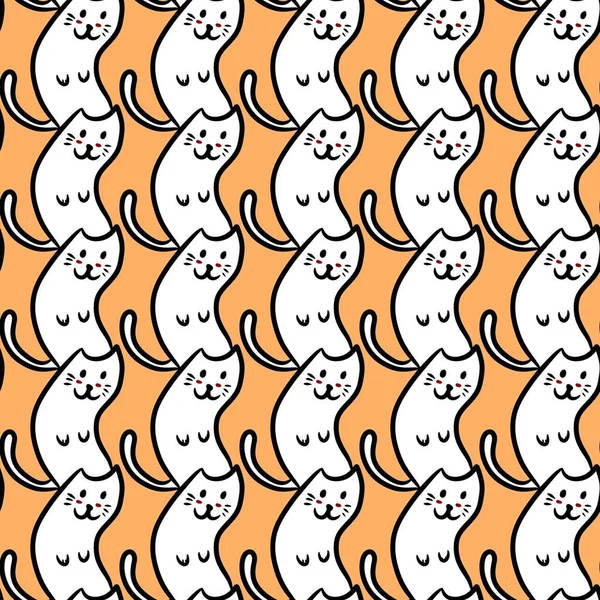 Patrón Sin Costuras Dibujos Animados Gato Lindo —  Fotos de Stock