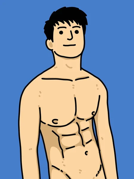 Mignon Homme Dessin Animé Sur Fond Bleu — Photo