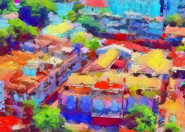 Warna Seni Dari Latar Belakang Cityscape — Stok Foto