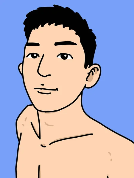 青い背景の可愛い男漫画 — ストック写真