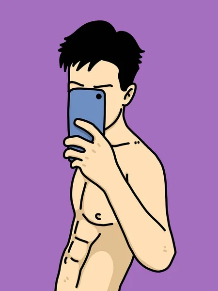 Mignon Homme Dessin Animé Sur Fond Violet — Photo