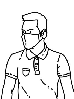 Siyah ve beyaz renkli yakışıklı adam çizgi filmi.