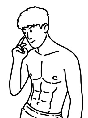 Siyah ve beyaz renkli yakışıklı adam çizgi filmi.