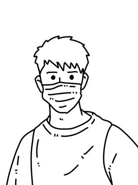 Siyah ve beyaz renkli yakışıklı adam çizgi filmi.