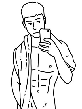 Siyah ve beyaz renkli yakışıklı adam çizgi filmi.