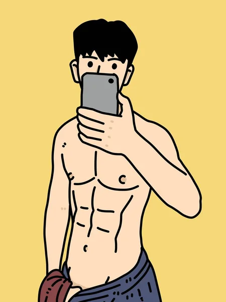 黄色の背景のかわいい男漫画 — ストック写真