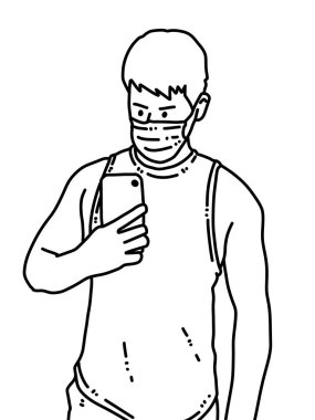 Siyah ve beyaz renkli yakışıklı adam çizgi filmi.