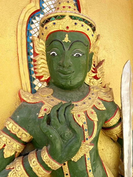 Estátua Ângulo Tailandês Wat Bang Prong Província Chachoengsao Tailândia — Fotografia de Stock