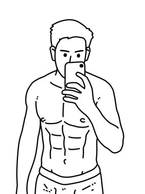 Siyah ve beyaz renkli yakışıklı adam çizgi filmi.