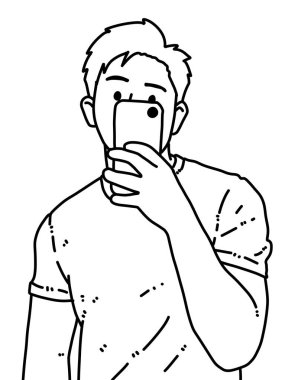 Siyah ve beyaz renkli yakışıklı adam çizgi filmi.