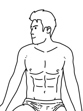 Siyah ve beyaz renkli yakışıklı adam çizgi filmi.