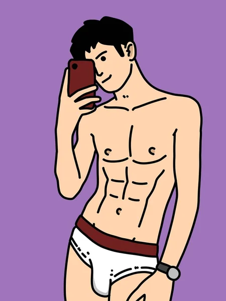 紫を背景にした可愛い男漫画 — ストック写真