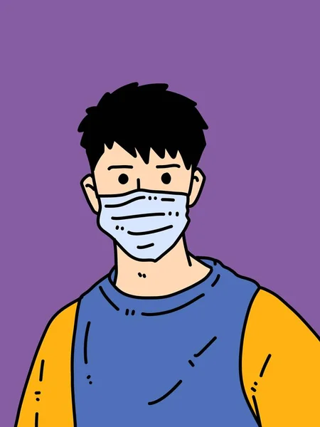 Lindo Hombre Dibujos Animados Sobre Fondo Púrpura —  Fotos de Stock