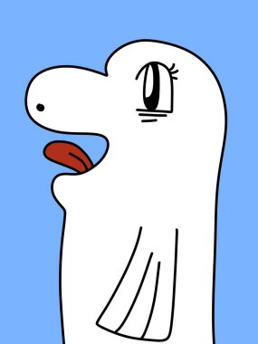 Mavi arkaplanda şirin bir çizgi film